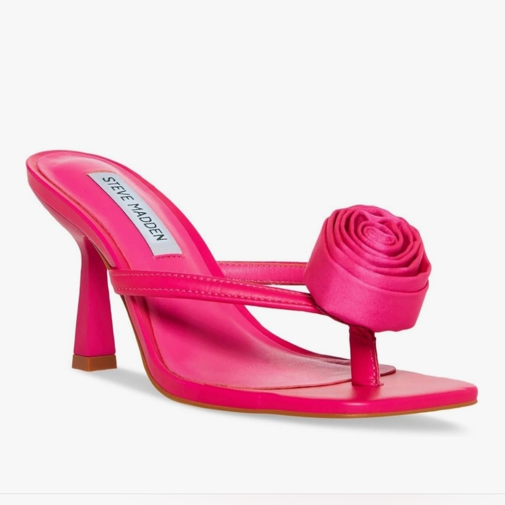 Steve Madden Jannie Rosette Stiletto Dress Sandals in HOT PINK Size 9M -  NIB